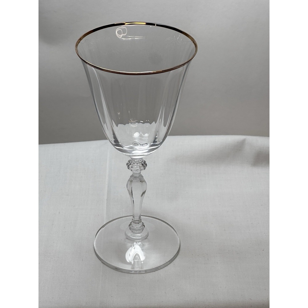 Mikasa Allegro Gold Rim Optic Water/Wine Goblets Glasses 7 7/8" Nice!